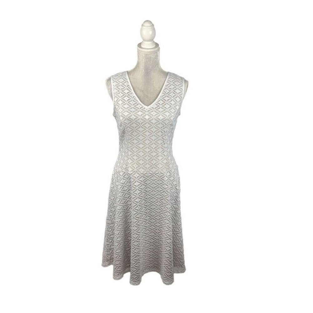 Kasper White Lace A-line Dress Sleeveless Nude Lining Rehearsal Dinner Easter 6